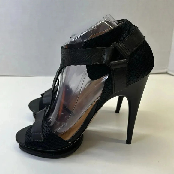 LAMB by Gwen Stefani High Heels Stiletto Platform Leather Shoes Black Size 8.5 - Picture 3 of 12